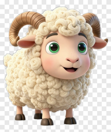 Cute Cartoon Sheep With Curly Wool PNG