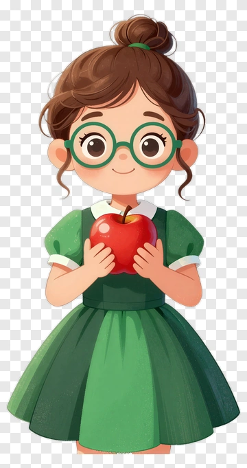 Girl Holding Red Apple PNG