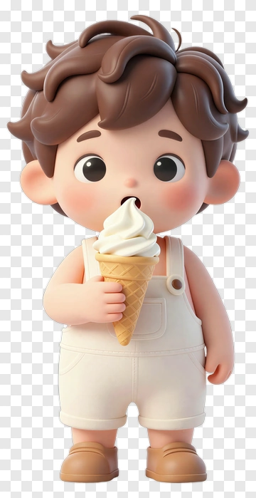 Child Eating Ice Cream Cone PNG