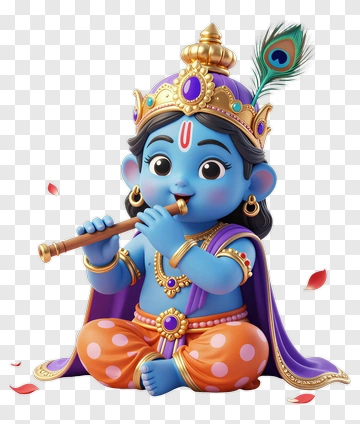Cute Child Krishna Playing Flute PNG