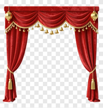 Red Velvet Curtain With Gold Accents PNG