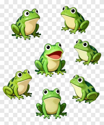Green Frogs In Cartoon Style PNG
