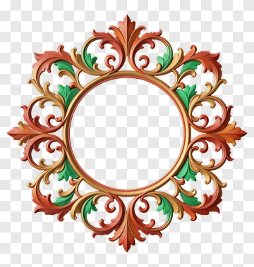 Ornate Frame With Scrollwork And Leaf Motifs PNG