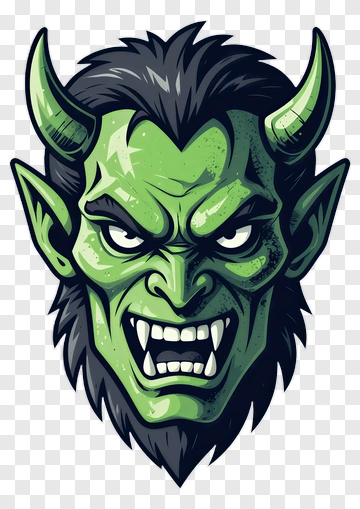 Green Devil Monster Face PNG
