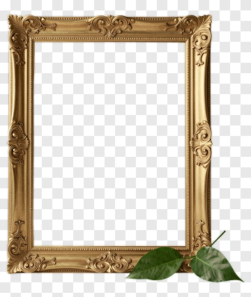 Gold Picture Frame With Leaf PNG