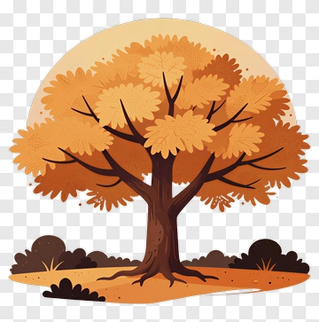 Autumn Tree With Orange Leaves PNG