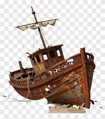 Ruined Ship On Beach PNG
