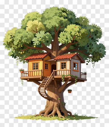 Treehouse Nestled In A Large Tree PNG