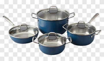 Blue Cooking Pots And Pans Set PNG