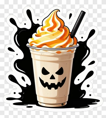 Halloween Milkshake With Pumpkin Swirl PNG