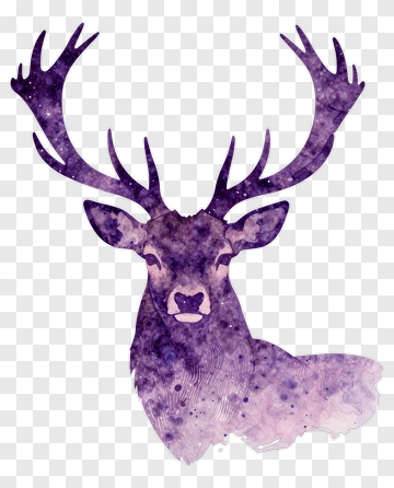 Purple Watercolor Deer PNG