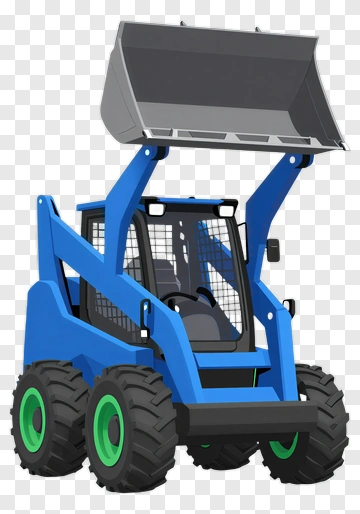 Blue Skid Steer With Green Wheel Accents PNG