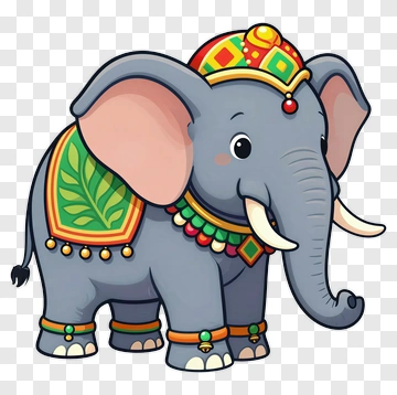 Decorated Elephant In Water PNG