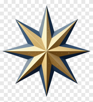 Golden Star With Blue Accents PNG