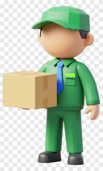 Delivery Person Holding Box PNG