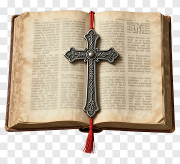 Cross Resting On Open Book PNG