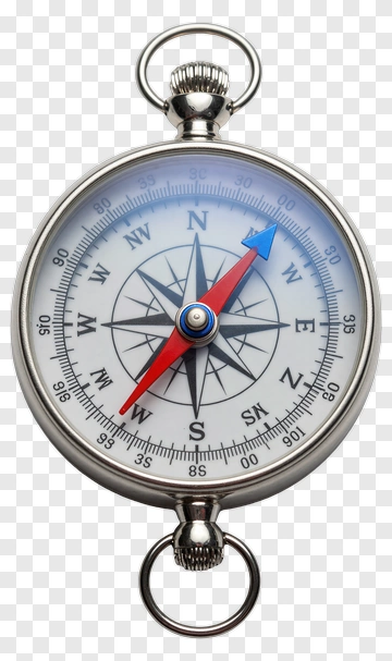 Silver Compass With Red And Blue Pointer PNG