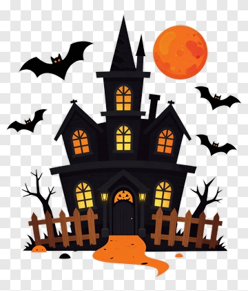 Spooky Halloween Haunted House PNG