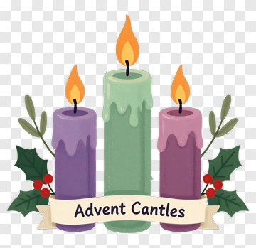Advent Candles With Holly And Berries PNG