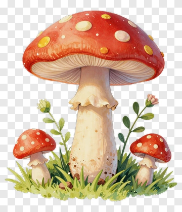 Red Fly Agaric Mushrooms In Nature PNG
