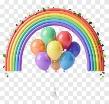 Rainbow And Balloons PNG
