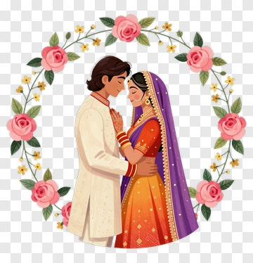 Indian Couple In Wedding Attire PNG