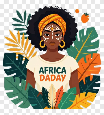 African Woman Wearing 'Africa Daday' Shirt PNG