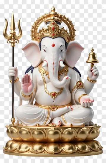 Ganesha Statue With Trident And Bell PNG