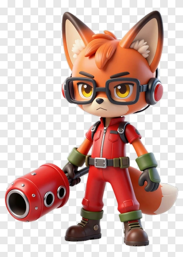Orange Fox Cartoon Character With Glasses PNG