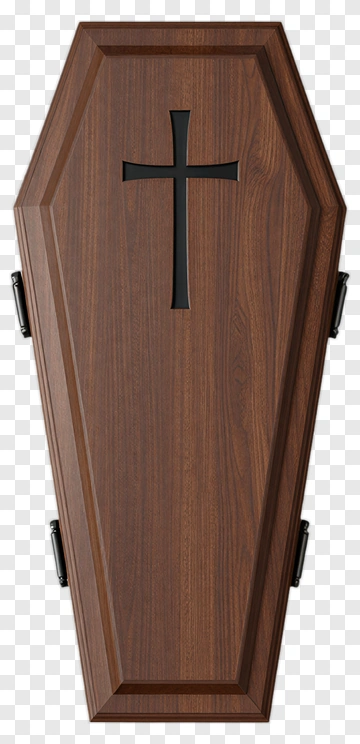 Wooden Coffin With Black Cross PNG