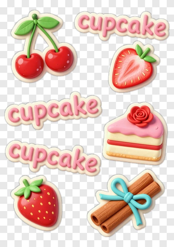 Cupcake Decorations With Fruit And Cinnamon PNG