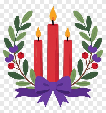 Advent Wreath With Candles And Bow PNG