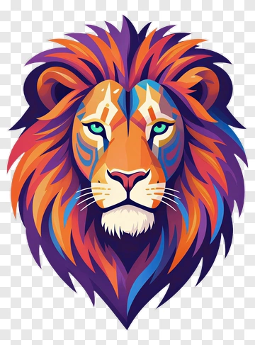 Colorful Lion Head PNG