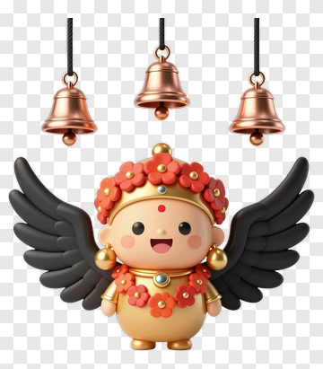 Cartoon Character With Wings And Bells PNG