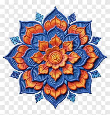 Blue And Orange Mandala Flower PNG