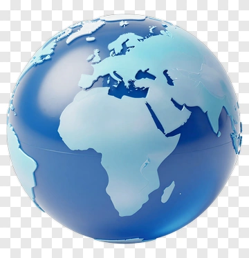 Blue Globe With Continent Outlines PNG