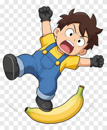 Boy Jumping On Banana PNG