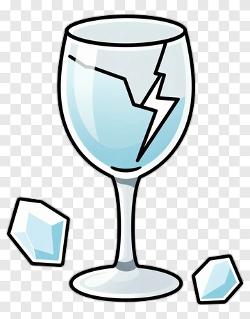 Broken Wine Glass With Ice Cubes PNG