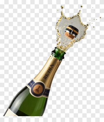 Champagne Bottle With Cork Splash PNG