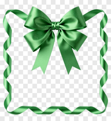 Green Gift Bow With Ribbon Frame PNG