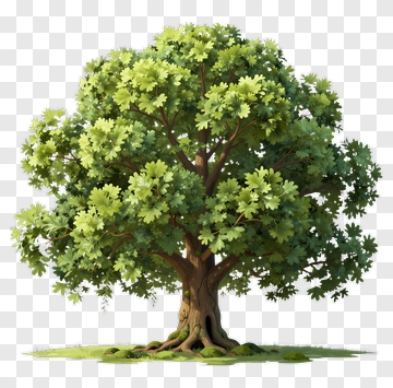 Cartoon Style Tree With Full Canopy PNG