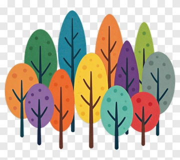 Colorful Stylized Trees PNG