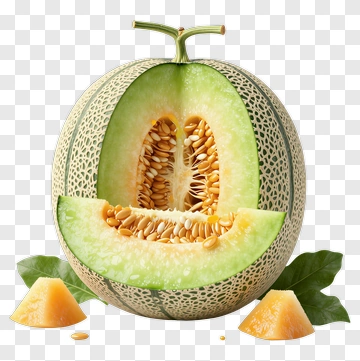 Fresh Cantaloupe Melon With Seeds And Slices PNG