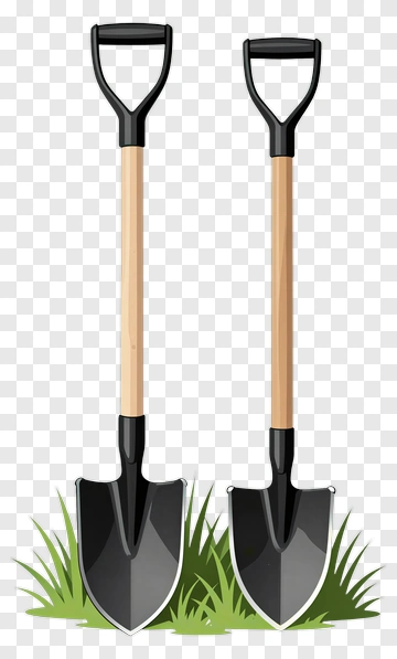 Two Shovels In Grass PNG
