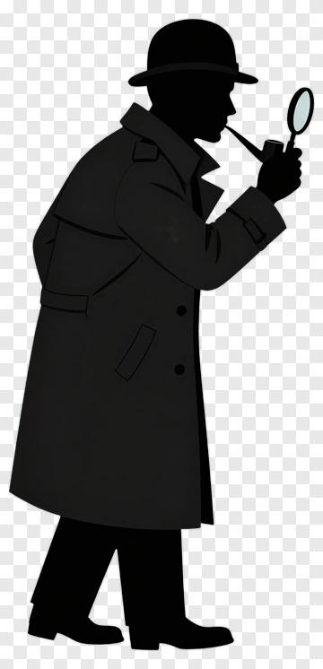 Silhouette Of A Detective With Magnifying Glass PNG