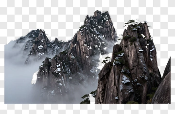 Mountain Peaks Amidst Clouds PNG