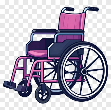 Pink Wheelchair With Black Accents PNG