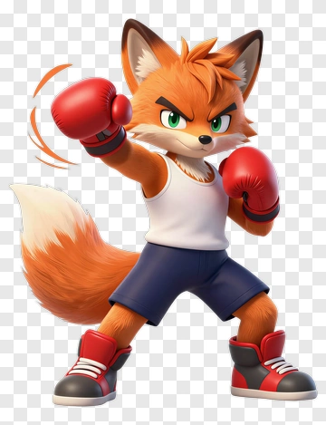 Orange Fox Boxer Character PNG