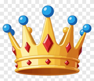 Golden Crown With Red Diamonds And Blue Orbs PNG
