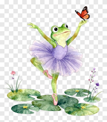 Frog Ballet Dancer With Butterfly PNG